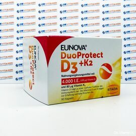 Eunova DuoProtect D3+K2 4000 I.E. Двойная защита Д3 + К2, 90 шт, Германия